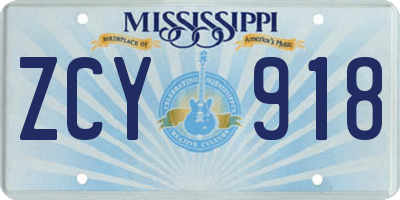 MS license plate ZCY918