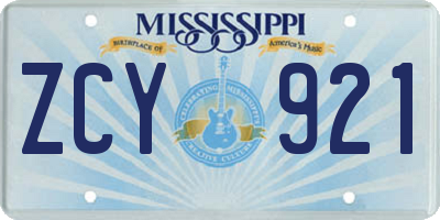MS license plate ZCY921
