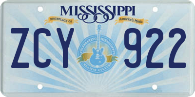 MS license plate ZCY922