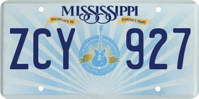 MS license plate ZCY927