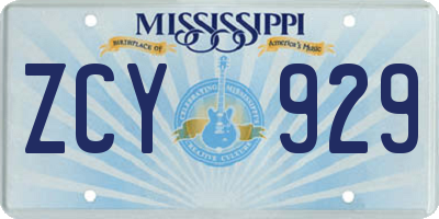 MS license plate ZCY929