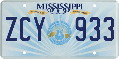 MS license plate ZCY933