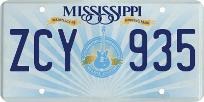 MS license plate ZCY935