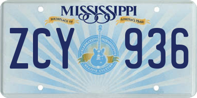 MS license plate ZCY936