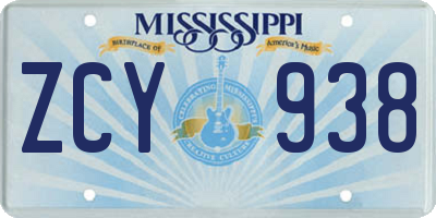 MS license plate ZCY938