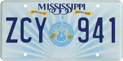 MS license plate ZCY941