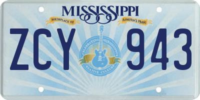MS license plate ZCY943