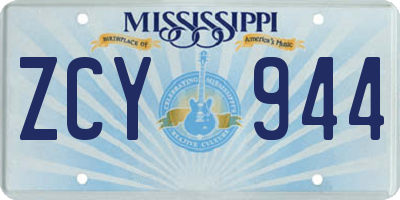 MS license plate ZCY944