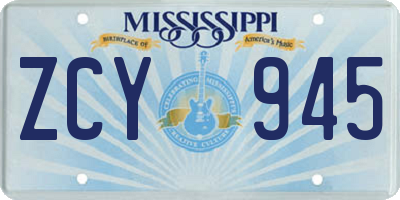 MS license plate ZCY945