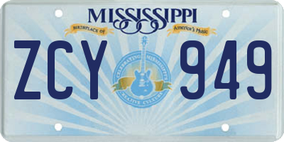 MS license plate ZCY949