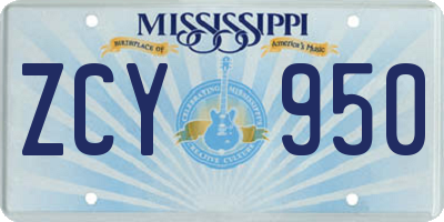 MS license plate ZCY950