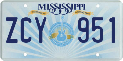 MS license plate ZCY951