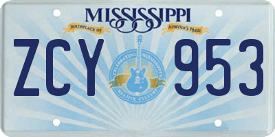 MS license plate ZCY953