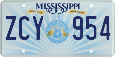 MS license plate ZCY954