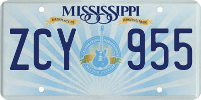 MS license plate ZCY955