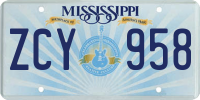 MS license plate ZCY958