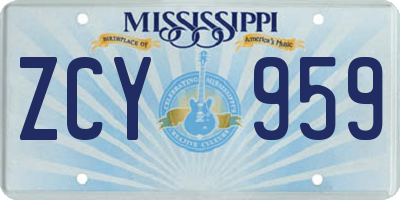 MS license plate ZCY959