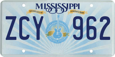 MS license plate ZCY962