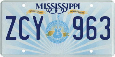 MS license plate ZCY963