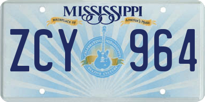 MS license plate ZCY964