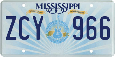 MS license plate ZCY966