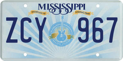 MS license plate ZCY967