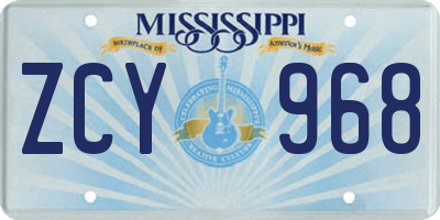 MS license plate ZCY968