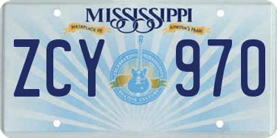 MS license plate ZCY970