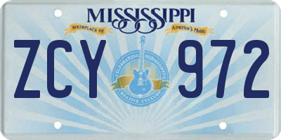 MS license plate ZCY972