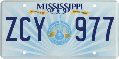 MS license plate ZCY977