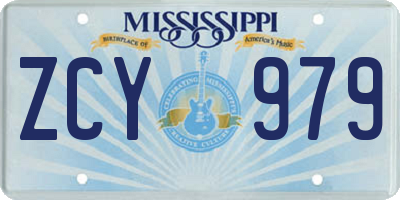 MS license plate ZCY979