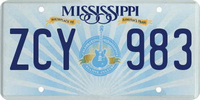 MS license plate ZCY983