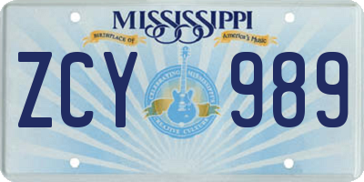 MS license plate ZCY989