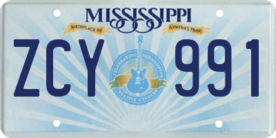 MS license plate ZCY991