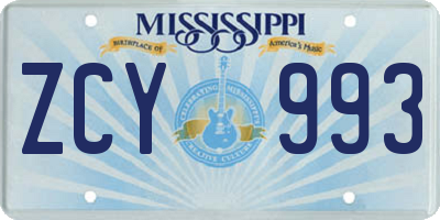 MS license plate ZCY993