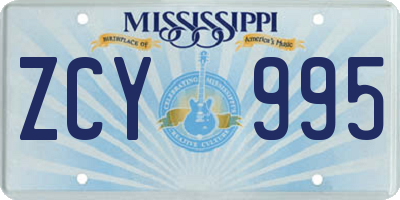 MS license plate ZCY995