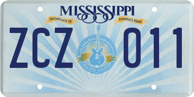 MS license plate ZCZ011