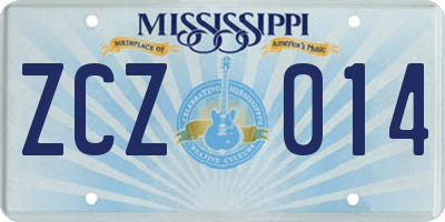 MS license plate ZCZ014