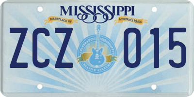 MS license plate ZCZ015