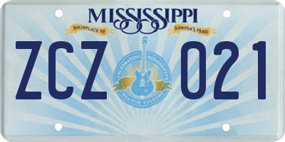 MS license plate ZCZ021