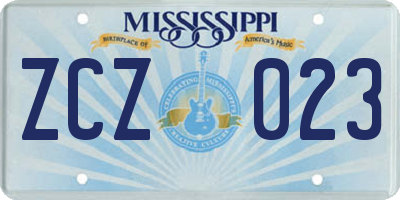 MS license plate ZCZ023