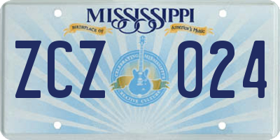 MS license plate ZCZ024
