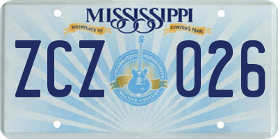 MS license plate ZCZ026