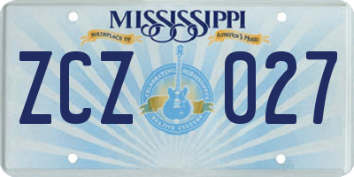 MS license plate ZCZ027