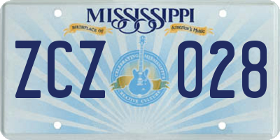 MS license plate ZCZ028