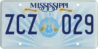 MS license plate ZCZ029