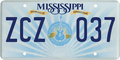 MS license plate ZCZ037