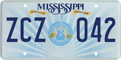 MS license plate ZCZ042
