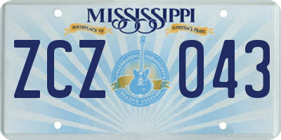 MS license plate ZCZ043