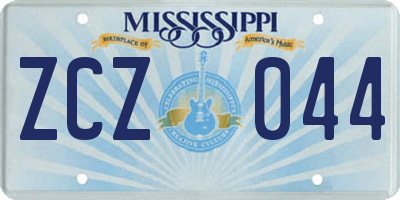 MS license plate ZCZ044